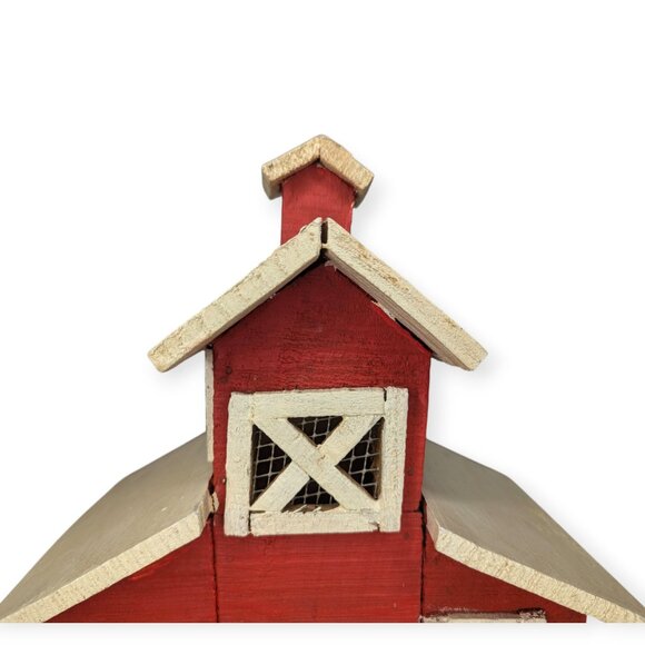 Vintage 1998 Garden Gate Designs Red & White Wood Barn Birdhouse Never Used 12" - Picture 2 of 12